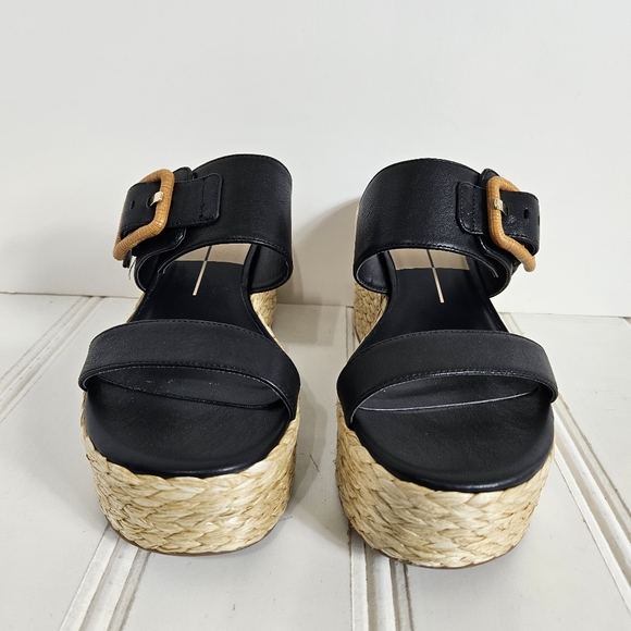 Dolce Vita Sandals Womens Size 8.5 Black Thorin  Espadrille Wedge Platform Shoes - Picture 2 of 13